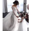 Immagini reali Abito da sposa a sirena con scollo a V Abito da sposa in pizzo con strascico di corte bohémien Vestido de Novia Cerniera su misura 02