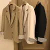 Women's Suits Cuff Stripe Design Long Sleeve Blazers For Women 2023 Fashion Back Split Lapel Loose Coats Woman Chic Office Ladies Solid