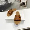 Designer Sandaler tofflor Summer Casual Flip Flops Hot Style Three Colors Cowhide Leather Fabric With Shoe Box och Dust Bag 35-40