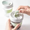 Bicchieri da vino da 350 ml di tazza di caffè portatile a portata di latte in vetro silicone resistente alla colazione in acqua potabile