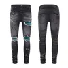 Distressed And Patch Skinny Leg Jeans For Man Classic 5 Pockets