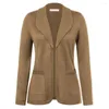 Maglieria da donna BP Donna Vintage Maglione Blazer Collo con revers a scialle Cardigan Manica lunga Aperto sul davanti con tasche Cappotto da ufficio da donna