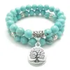 SN0643 Bijoux Arbre de Vie Yoga Mala Bracelet Turquoise Protection de Guérison Élastique Perles Empilage Bracelet Bijoux Spirituels227D