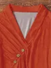 Damesblouses Knoop Lange Mouw V-hals Blouse Oranje Shirt Dames 2023 Herfstkleding Mode Slanke Koreaanse Elegante Dames Kantooroverhemden