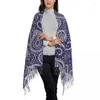 Ethnic Clothing Bandana Pretty Bohemian Art Paisley Tassel Scarf Women Soft Blue Shawl Wrap Female Winter Fall Scarves