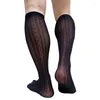 Men's Socks Knee High Black Mens Formal Dress Suit Style Stocking Sexy Lingerie See Through Thin Sheer Long Tube Hose