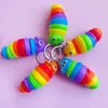 Keychain Slug Lobster Fidget Toys Telescopic Caterpillar Sensory Toys for Children and Adults Exercise Wrist Strength and Relieve