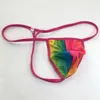 Mens G-string pouch Low Rise String Posing Thong Contoured Pouch Triangle back G7994 stretchy Underwear Rainbow color Printed255r