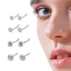 925 Sterling Silver Nose Stud For Woman Round Trend Zircon Nose Ring Body Piercing Jewelry Not Allergic Party Gift 210507152i