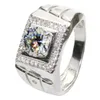 Cluster Rings Colife Jewelry 925 Silver Moissanite Ring for Man 1 CT If Grade Fashion Free Box