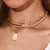 Juego de 4 Uds. De gargantilla con colgante de cabeza humana y cadena de oro plateado, conjunto de collares en capas para mujer, joyería de fiesta bohemia 320Q