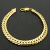 Bracelet de mode solide en or jaune 18 carats rempli de chevrons pour hommes, chaîne 339A