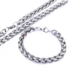 24'' 8 5'' Pure 316L Stainless Steel Silver HUGE 6mm wide wheat Rope chain link Chain Necklace & Bracelet Mens263t