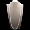 Design 10-11mm 82 cm perle d'eau douce blanche grand pain cuit à la vapeur perles rondes collier de perles chaîne de pull bijoux de mode 283v