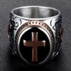 Mens Stainless Steel Celtic Medieval Cross Ring Punk Men Rings Rock Rings Silver Black Size 7-13205y
