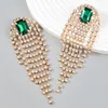 Dangle Earrings Multicolor Rhinestone Square Stone Long Tassel Geometric Banquet For Women Crystal Charm Big Drop Giftt