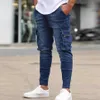 Новинка 2021 года, осенние мужские эластичные облегающие джинсы, повседневные модные джинсовые брюки с карманами, повседневные мужские джинсы, уличный стиль, брюки в стиле хип-хоп, 289h