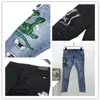 Hommes Designer Bleu Noir Jeans Serpents Patch Style Trou Mode Slim-jambe Moto Motard Causal Hip Hop Top Qualité Taille US 29-40258g
