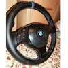 5D Carbon Fiber &Black Hole Leather Hand Sew Wrap Steering Wheel Cover for BMW E46 E39 330i 540i 525i 530i 330Ci M3 2001-2003249N
