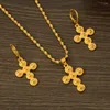 Conjunto de collar y pendientes con cruz de Jesús etíope, collares clásicos de Color dorado árabe/África, dote de boda para novia, regalo para mujer