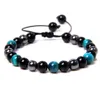 Brins de perles mode naturel oeil de tigre pierre perles Bracelet femmes hommes énergie guérison hématite perlé tressé Braclet réglable 260y