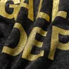 Galleries Dept Harajuku 23SS Vintage Washed Gold Stamp Letters Tryckt logotyp T -shirt Löst överdimensionerad Hip Hop Unisex Kort ärm Tees 999