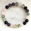 MG0872 Bracciale in prehnite con tormalina nera di grado A da 8 mm Bracciale da donna con energia energetica al quarzo rosa Regalo per la festa della mamma330Z