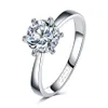 Ny ankomst Silverfärg Klassisk enkel design 6 Prong mousserande Solitaire 1CT Zirconia Forever Wedding Ring 174Z