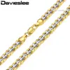 Davieslee Silver Color Yellow Gold Filled Halsband för herrkedja Hammerad Cut Round Curb Cuban Link 6mm288o