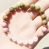 MG0361 8 mm Unakite Pulseira de Yoga Feminina Natural Rodonita Frisada Pulso Mala Pulseira Energia Rosa Quartz Jewelry307t