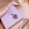 Collier et boucles d'oreilles ensemble violet à haute teneur en carbone diamant pendentif en forme de coeur bague réglable S925 bijoux pour femmes magnifique pierre précieuse unique