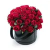 Cadeau cadeau dames cadeaux boîte fleur emballage magasin ménage rond en cuir fleurs de mariage stockage