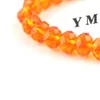 Bracelet de perles de cristal à facettes de 8 mm de couleur orange pour femmes, bracelets extensibles de style simple, lot de 20 pièces, Whole2619