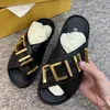 Luxus-Schuh-Designer-Damen-Sandale, Herren-Slide, Sommer, klassischer dicker Gummi-Plateau-Slipper, goldener Metall-F-Buchstabe, grafischer Leder-Crossover-Band-Schuh mit Box