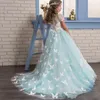 Girl Dresses Elegance Flower Butterfly Applique First Communion Party Prom Princess Gown Bridesmaid With Train Formal Activity