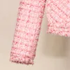 2023 Autumn Pink Solid Color Kurtka Długie rękaw okrągła szyjka Tweed Buttons z pojedynczych piersi kurtków Krótka warstwa podmorska D3S152855