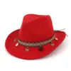 QIUBOSS Richard Petty Stetson Feutre Western Cowboy avec Ruban Ethnique Australien Finition Lisse Feutre Fedora Chapeau pour Hommes Femmes338T