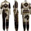 Fashion Print Two Piece Pants Tracksuit Women Casual Zip Jacket and Sweatpants Sets Free Ship