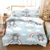 Ensembles de literie Blanc Dessin animé Mignon Koala Motif Ensemble Aniaml Housse de couette avec taie d'oreiller 3 pièces lit enfants doux cadeaux confortables