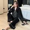 Dames nachtkleding Winter Lange mouw Goud fluwelen pyjama 2-delige set Dames huiskleding Dames pyjama Homewear Pijama Mujer Loungesets