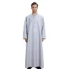 Uomo a maniche lunghe musulmano Jubba Thobe Abito arabo medio orientale Solido Plus Size Abbigliamento islamico Uomo Thobe Jubba 3196