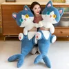 Simpatico squalo gatto peluche cartone animato divano cuscini di peluche bambole Kawaii regalo di compleanno per bambini Decor