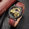 Orologi Tourbillon di lusso da uomo scheletro meccanico automatico trasparente SHENHUA Horloge Mannen orologi da polso232A
