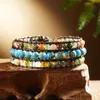 Bohemian Natuursteen Armband Zeven Chakra's Handgemaakte Rekbare Elastische Bangle Voor Vrouwen Geschenken Sieraden Accessoires263q