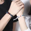 Charme pulseiras cadarço pulseira mão trançada masculina ajustável para todas as idades eu amo casais