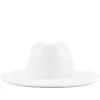 Ny yttre vit inre rosa ull filt jazz fedora hattar med tunna bältesspänne män kvinnor breda grim panama trilby cap 56-58cm332a