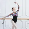 Stage Wear Automne Hiver Ballet Justaucorps Pour Femmes Danse Justaucorps Adulte Imprimé Épissage Maillot De Bain Yoga Aérien Gymnastique Body