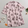 2020 Zomer Mannen Roze Hawaiiaans Shirt Palmboom Gedrukt Korte Mouw Tropische Aloha Shirts Heren Sociale Vakantie Vakantie Clothing204l