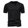 Men's T Shirts Summer Solid Color Collar Short Sleeve T-shirt Casual Loose Three Button Men