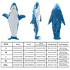 Pyjamas Cartoon Shark Overall Kinder Eltern Mit Kapuze Warme Flanell Decke Homesuit Lustige Homewear Für Pyjama Party 230915